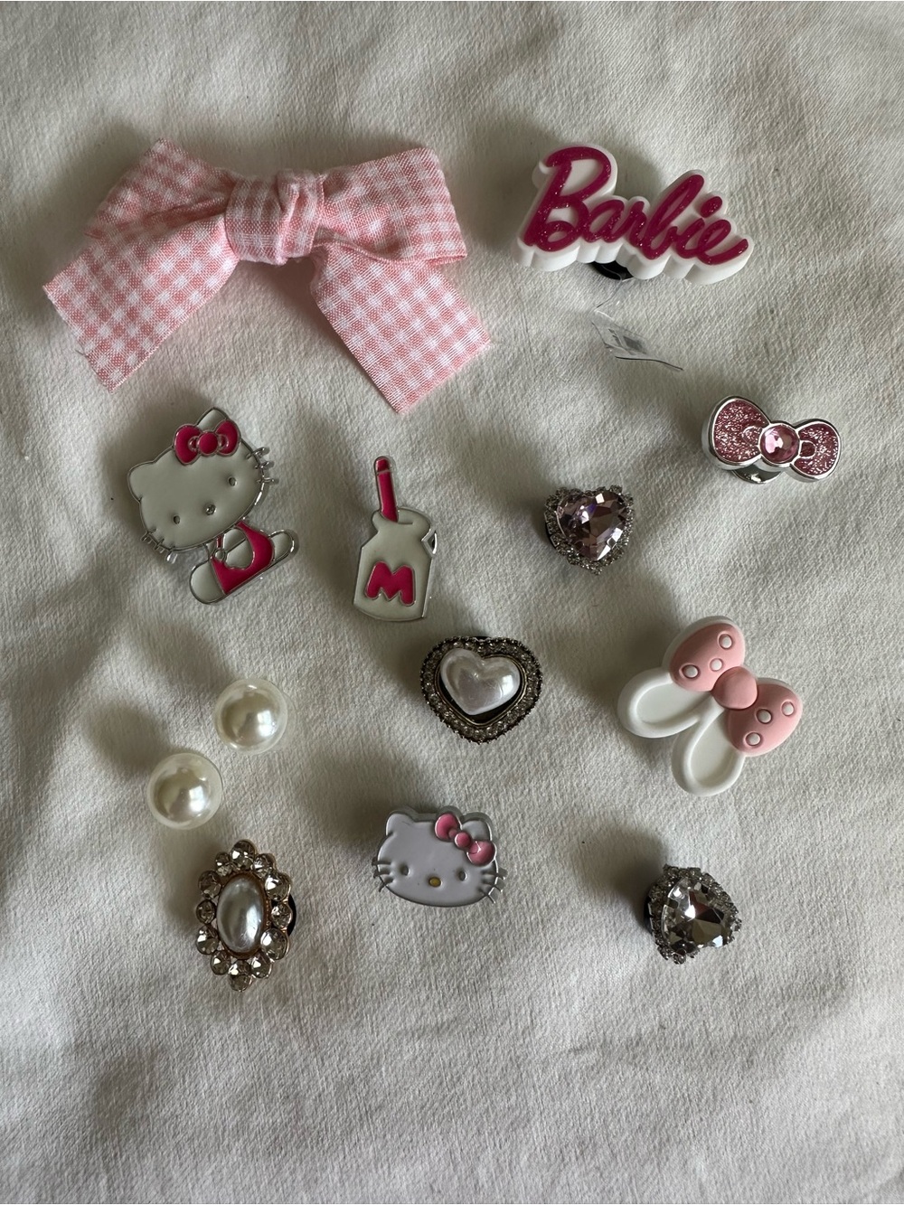 Hello Kitty and Barbie Pink Decorative croc shoe Charm & Bow